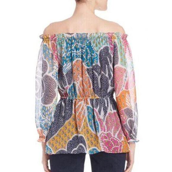 Diane Von Furstenberg Camila Flower Power Dream Silk Top Blouse Off Shou… - Picture 2 of 5